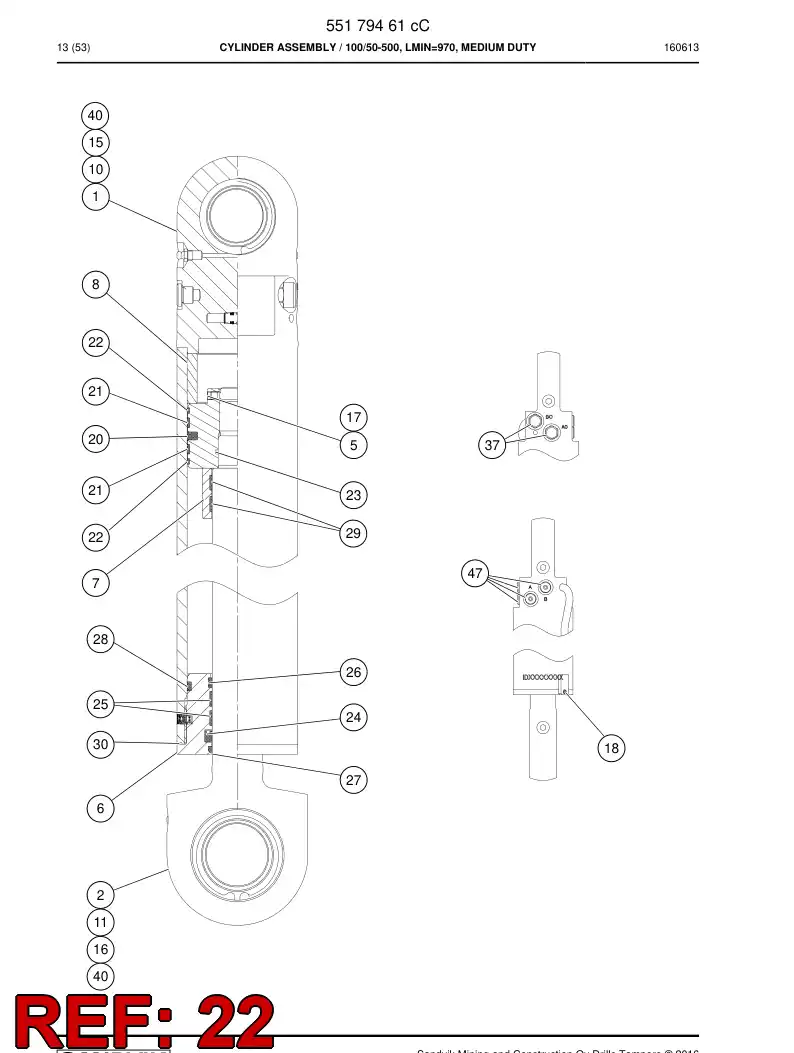 55153446e 551 534 46e Ring, PISTON - Sandvik Technical Drawing
