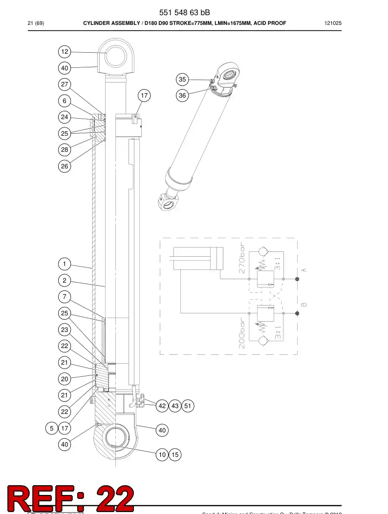 55153451 551 534 51 PISTON dirt ring - Sandvik Technical Drawing
