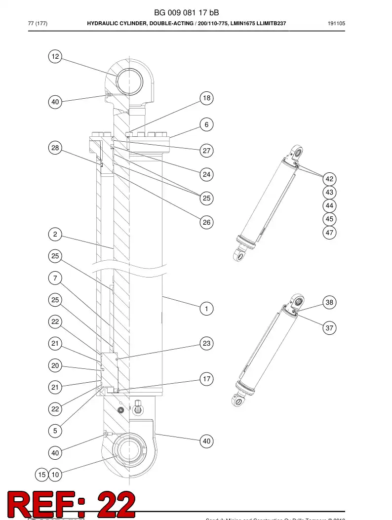 55153452a 551 534 52a PISTON dirt ring - Sandvik Technical Drawing