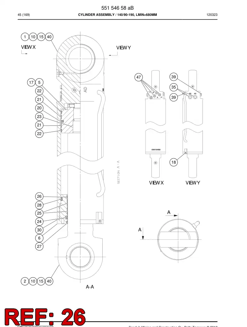 55153457 551 534 57 Rod dirt ring - Sandvik Technical Drawing