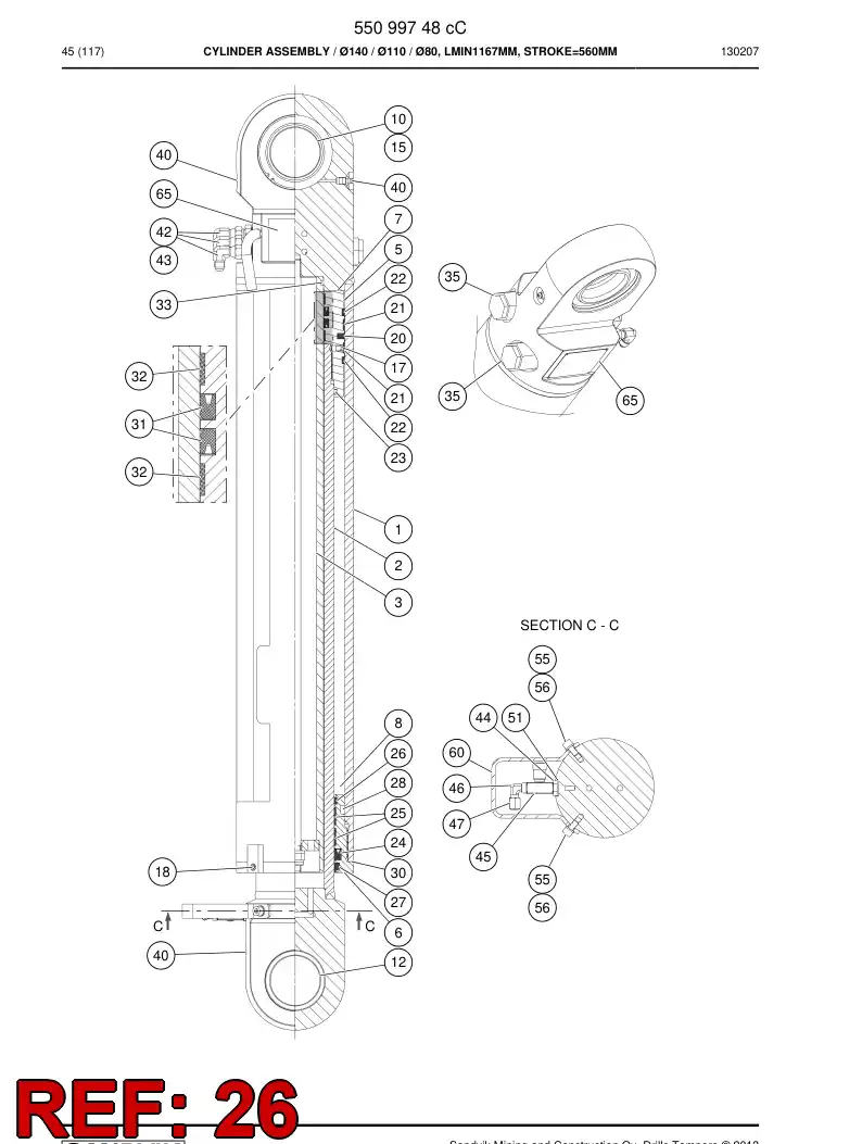 55153459a 551 534 59a Rod dirt ring - Sandvik Technical Drawing
