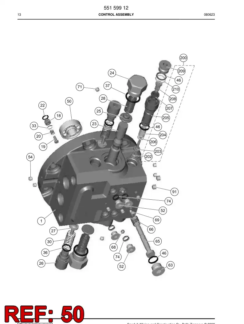 55153489 551 534 89 Bearing, Ball - Sandvik Technical Drawing