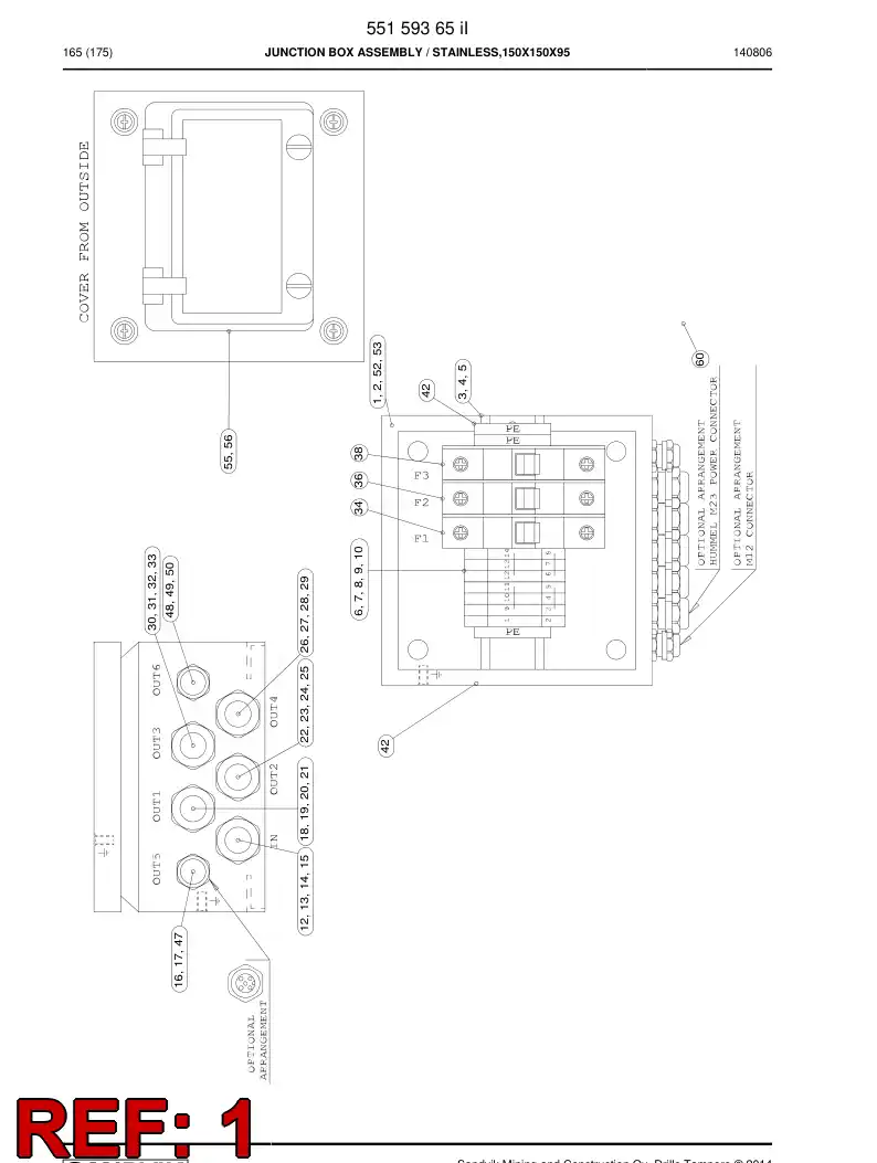 55153493a 551 534 93a Enclosure, Stainless Steel - Sandvik Technical Drawing