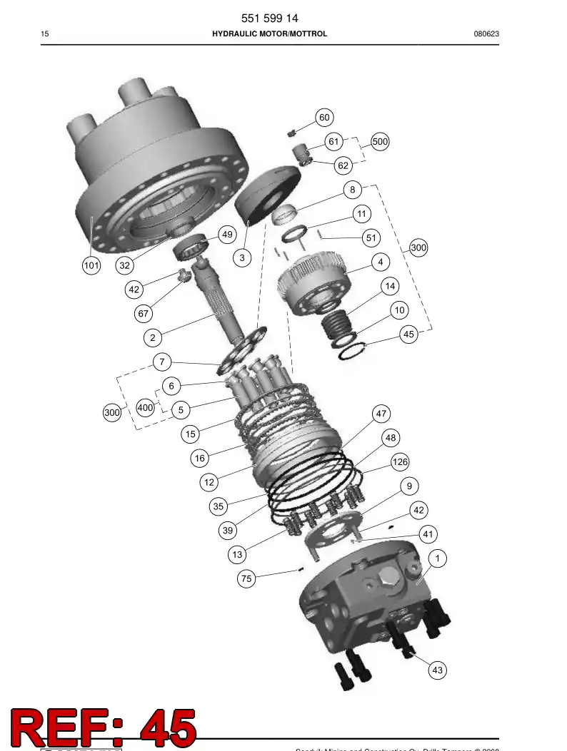 55153537 551 535 37 Ring, Lock - Sandvik Technical Drawing