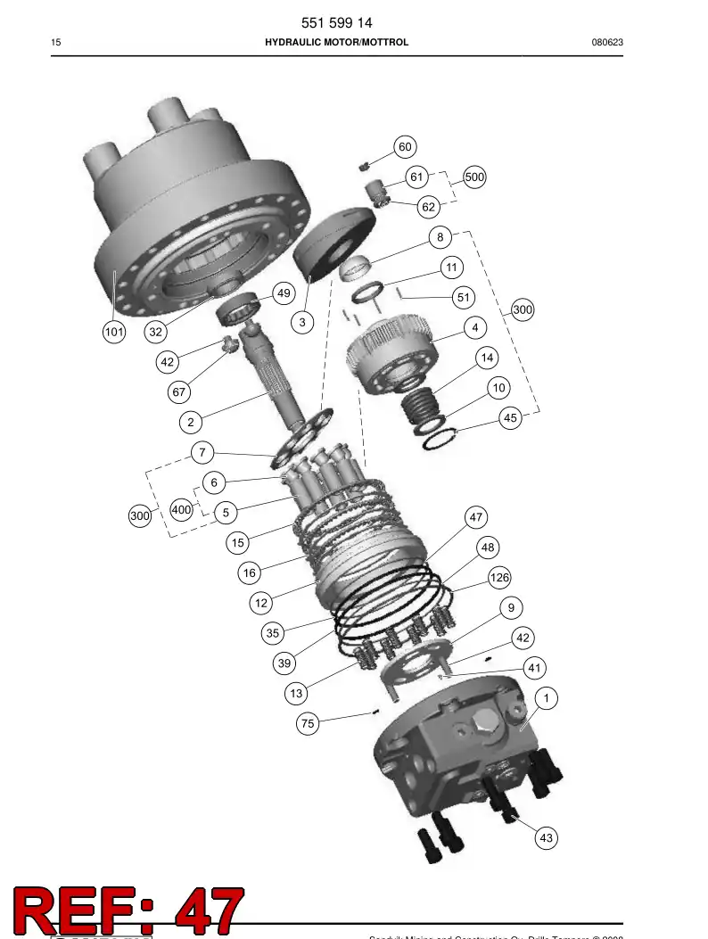 55153541 551 535 41 Ring, Backing - Sandvik Technical Drawing