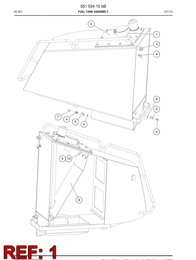 55153620a 551 536 20a Tank, Fuel - Sandvik Technical Drawing