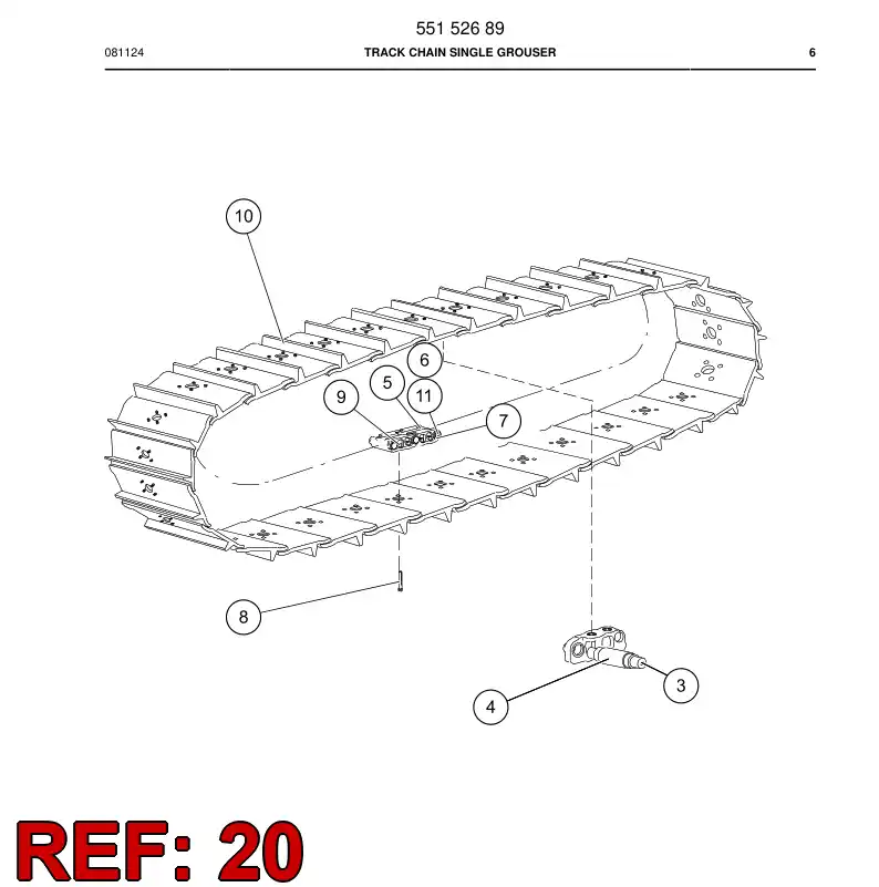 55153735a 551 537 35a Track chain - Sandvik Technical Drawing