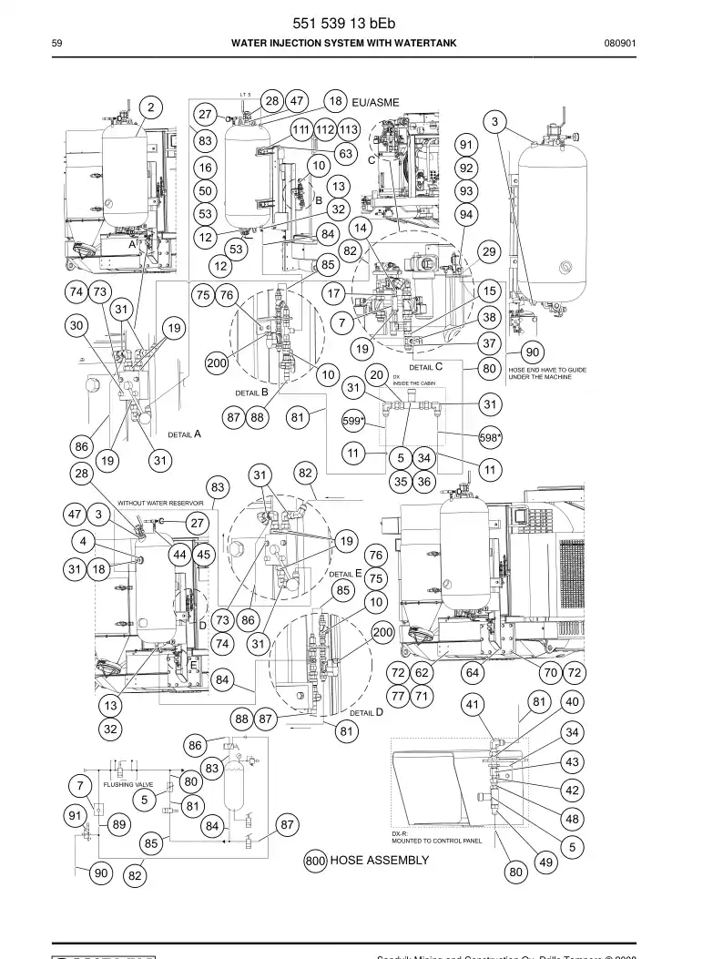55153913b 551 539 13b WATER INJECTION SYSTEM - Sandvik Technical Drawing
