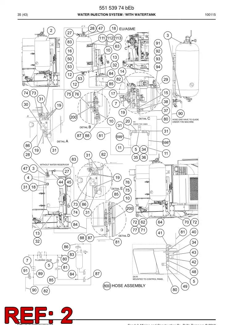 55153960 551 539 60 Water tank - Sandvik Technical Drawing