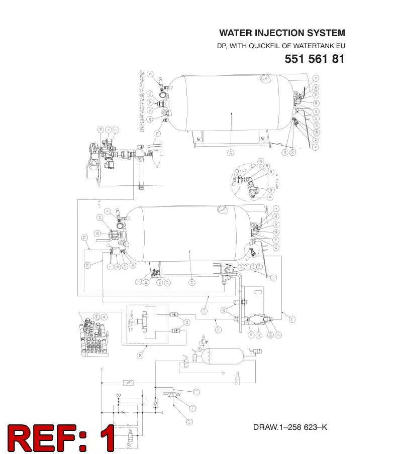55153991 551 539 91 WATER INJECTION SYSTEM - Sandvik Technical Drawing