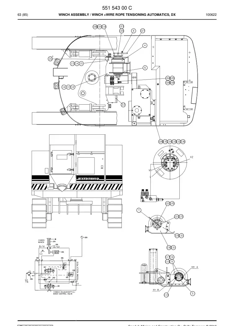 55154300 551 543 00 WINCH ASSEMBLY - Sandvik Technical Drawing
