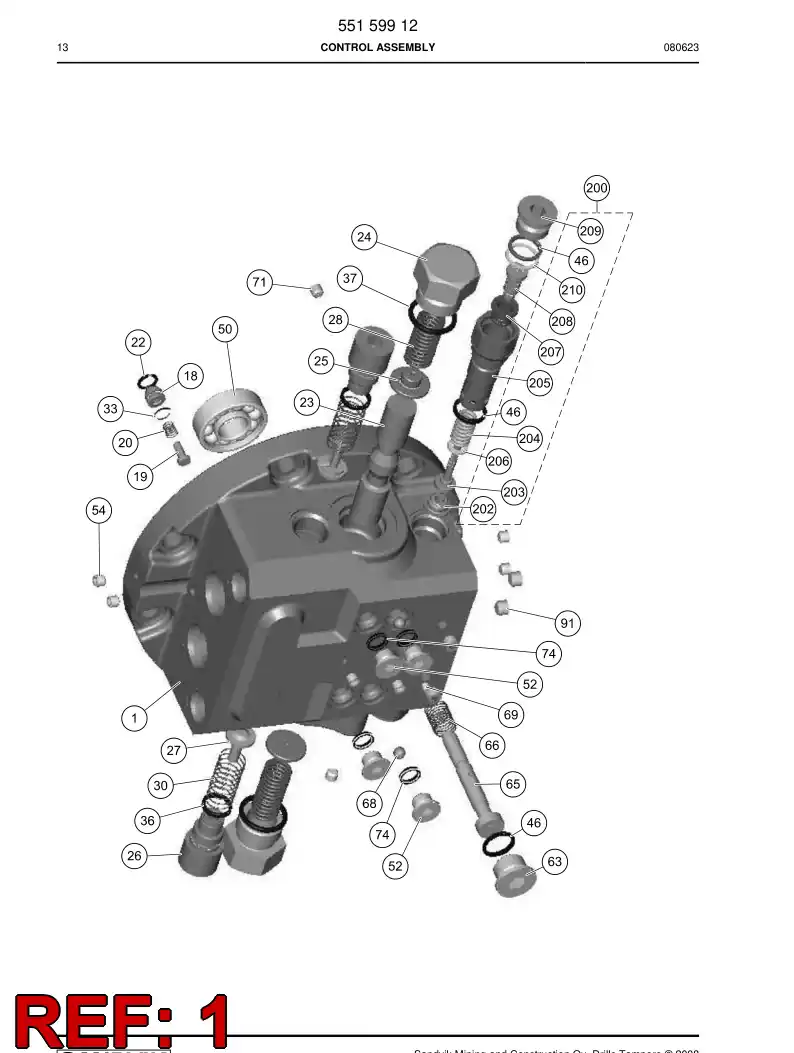 55154322 551 543 22 Flange - Sandvik Technical Drawing