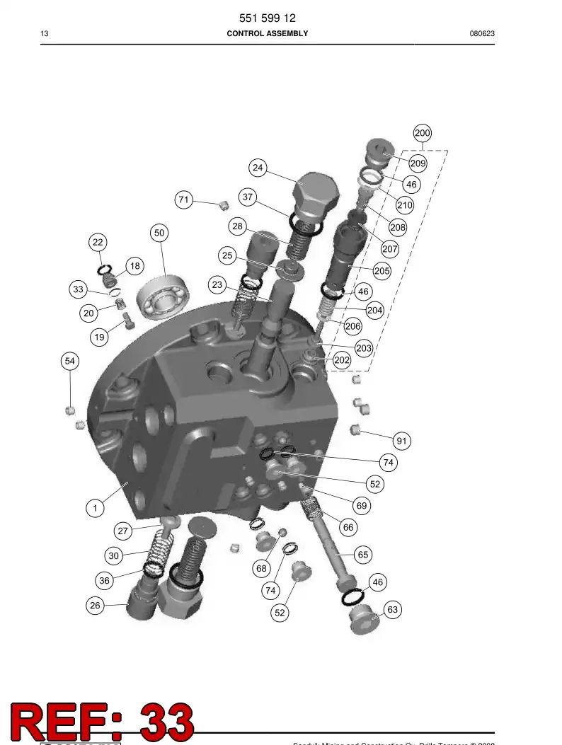 55154352 551 543 52 O-ring - Sandvik Technical Drawing