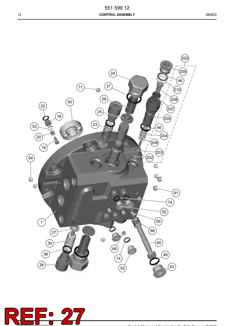 55154366 551 543 66 Valve - Sandvik Technical Drawing
