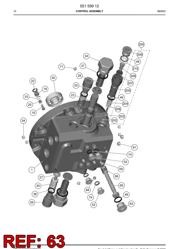55154403 551 544 03 Plug - Sandvik Technical Drawing