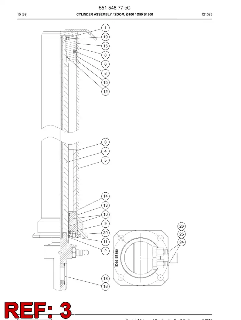 55154906b 551 549 06b Bushing - Sandvik Technical Drawing