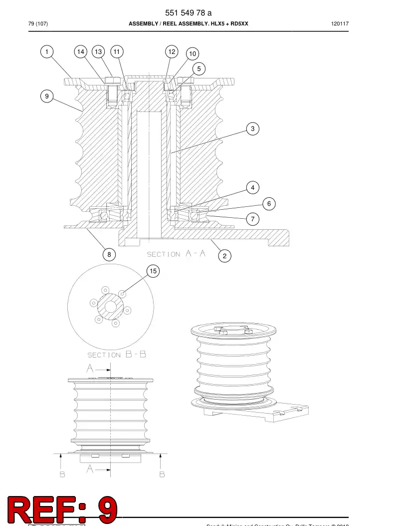 55154977 551 549 77 Reel, Hose - Sandvik Technical Drawing