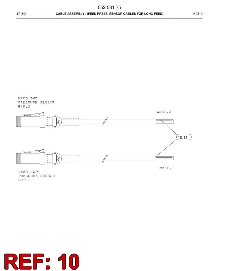 55154991a 551 549 91a CABLE ASSEMBLY - Sandvik Technical Drawing
