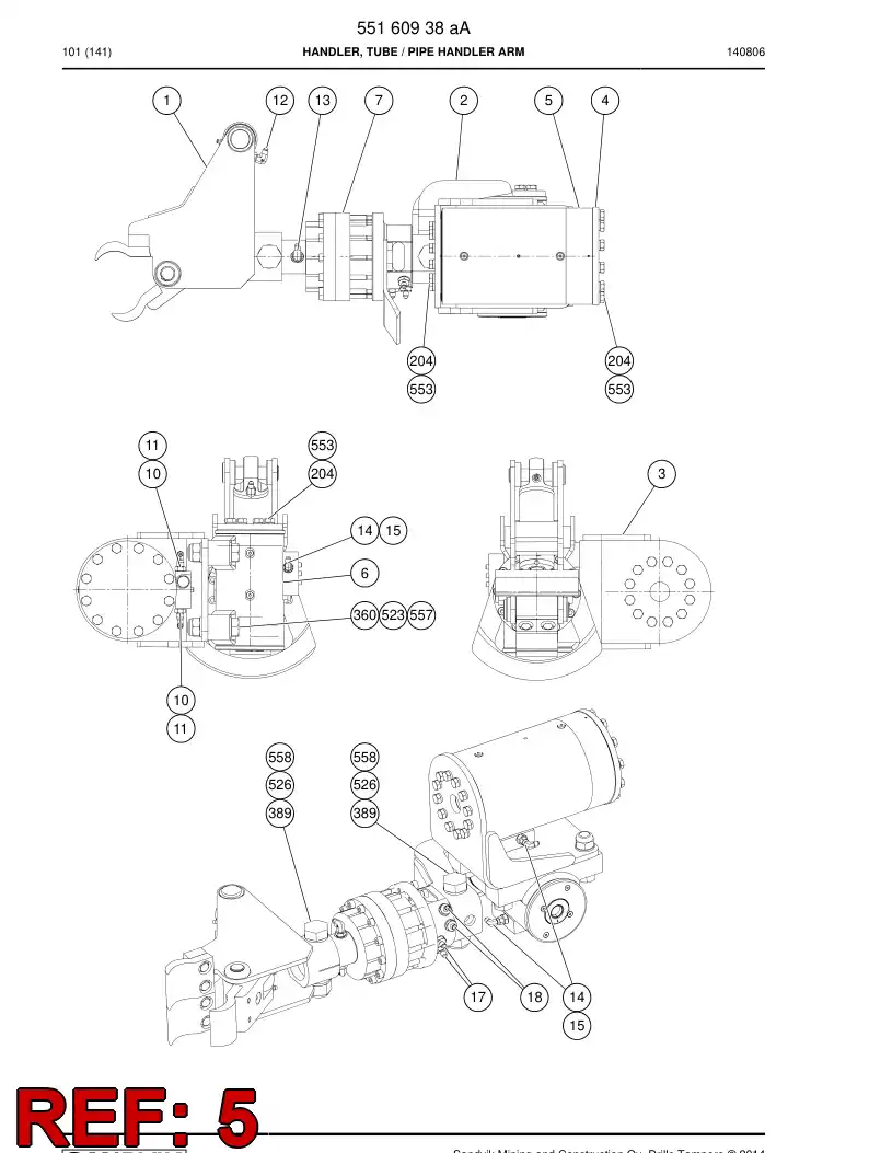 55155006 551 550 06 Actuator, Rotary - Sandvik Technical Drawing