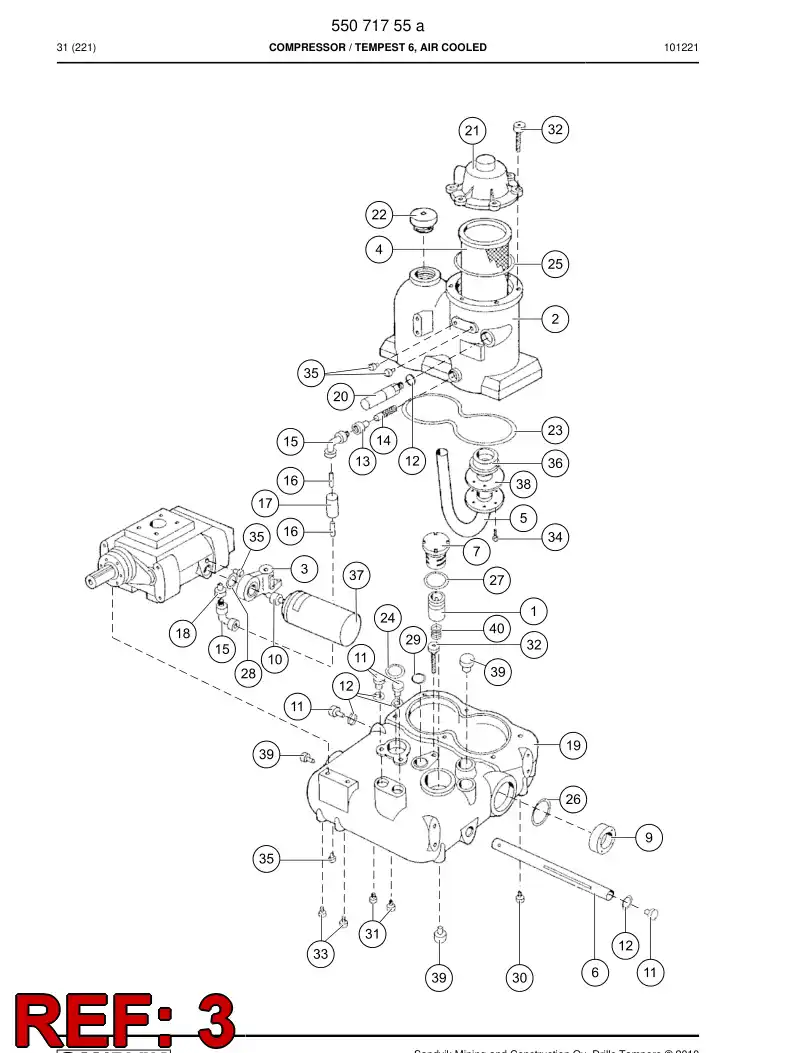 55155052 551 550 52 Filter housing - Sandvik Technical Drawing