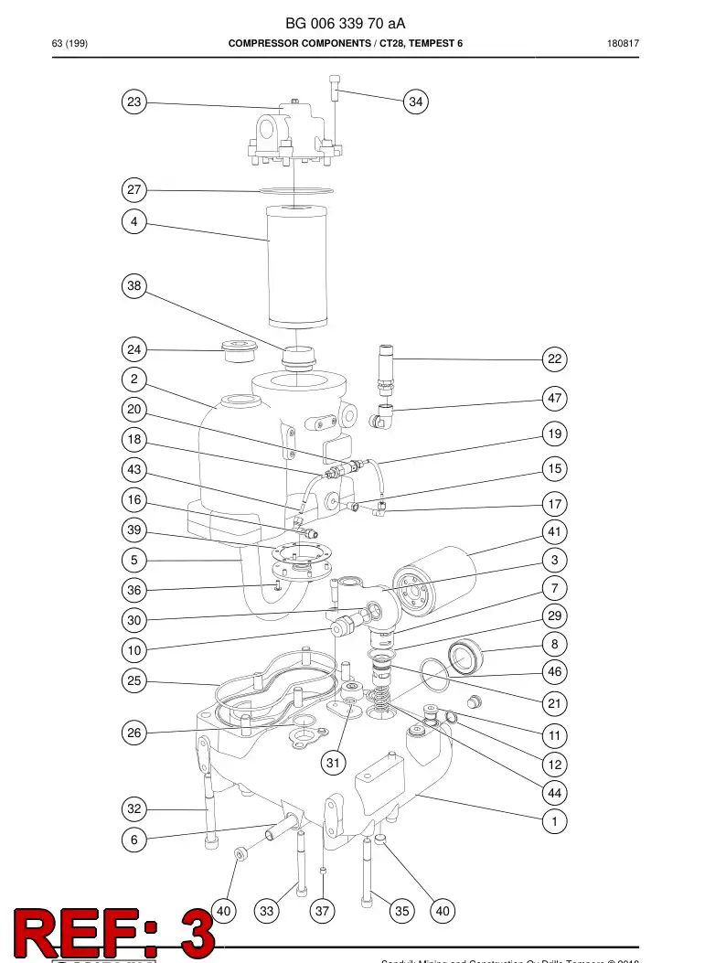 55155052a 551 550 52a Housing, Filter - Sandvik Technical Drawing