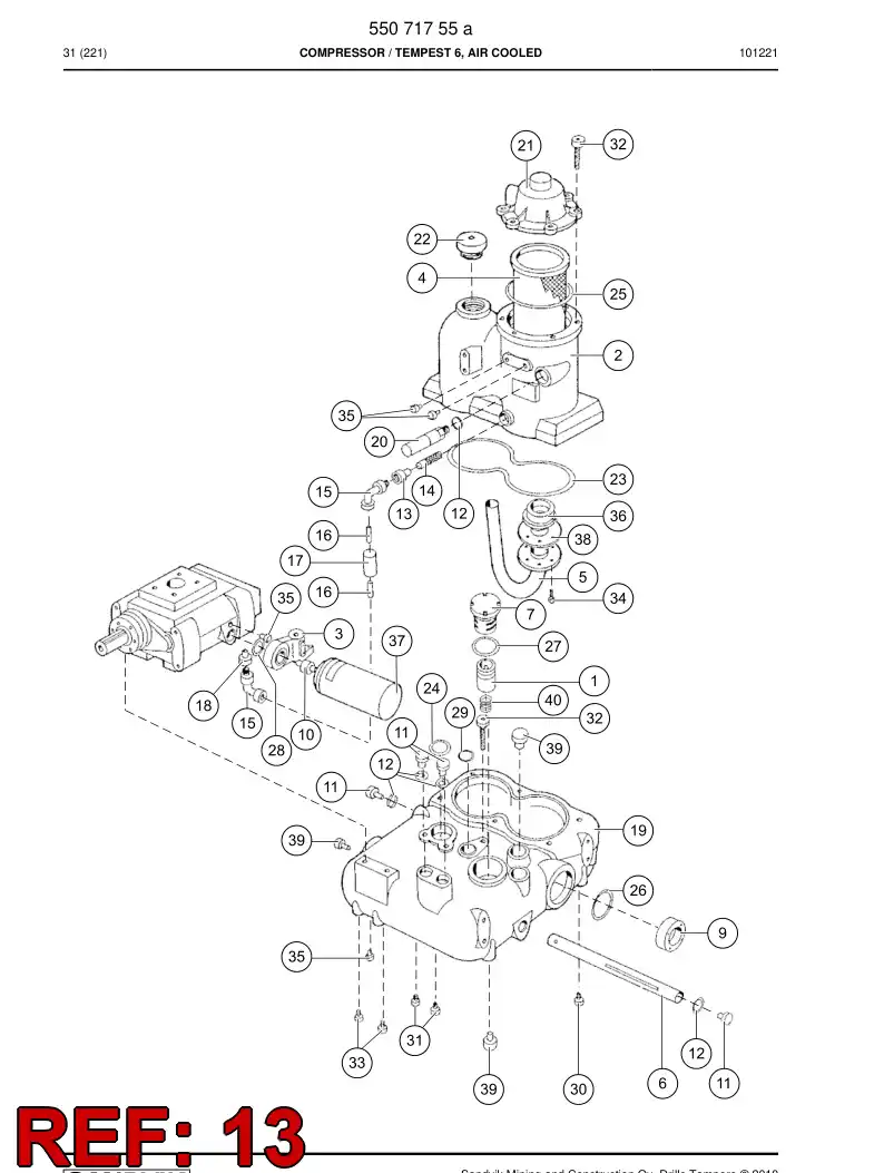 55155069 551 550 69 Adapter (pneumatic) - Sandvik Technical Drawing