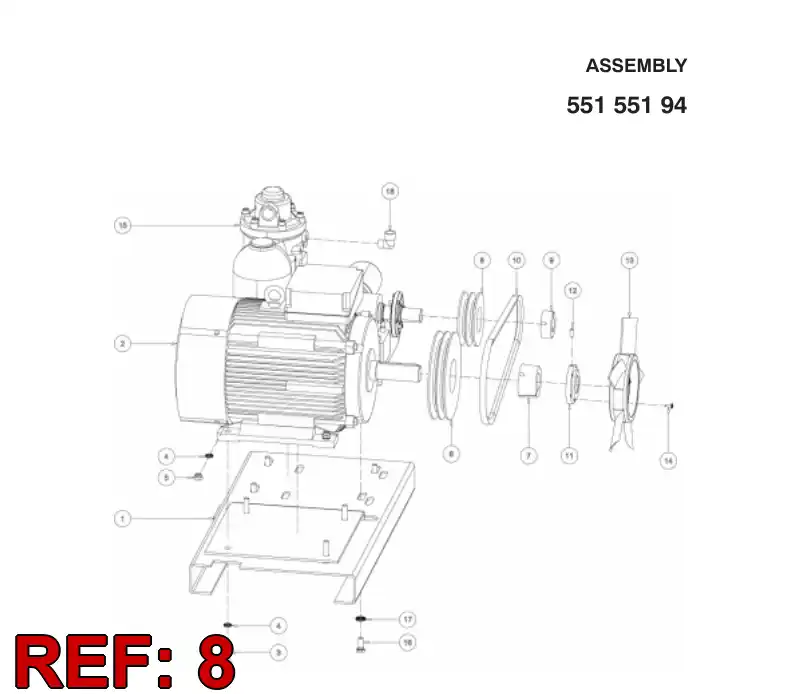 55155195 551 551 95 V-belt pulley - Sandvik Technical Drawing