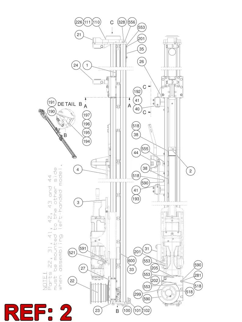 55155241 551 552 41 CYLINDER ASSEMBLY - Sandvik Technical Drawing
