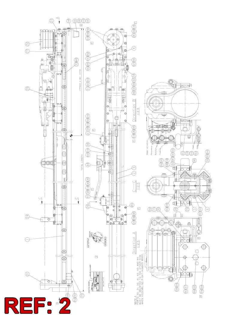 55155242 551 552 42 CYLINDER ASSEMBLY - Sandvik Technical Drawing