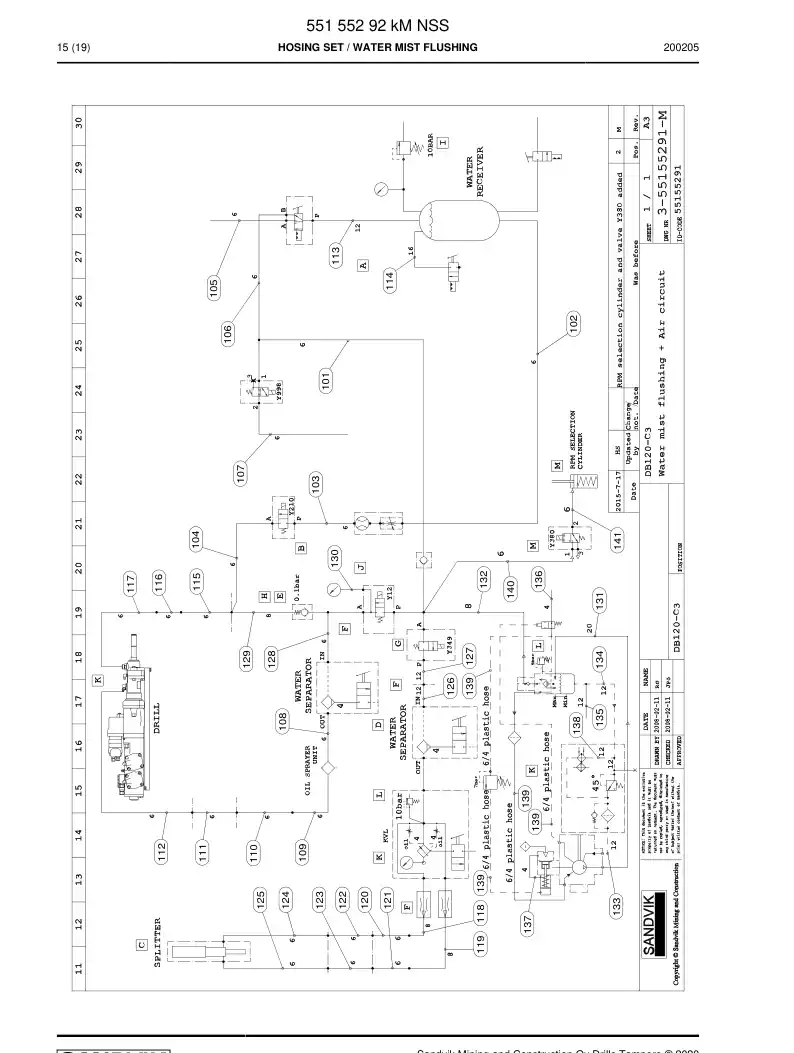 55155292k 551 552 92k Hosing Set - Sandvik Technical Drawing