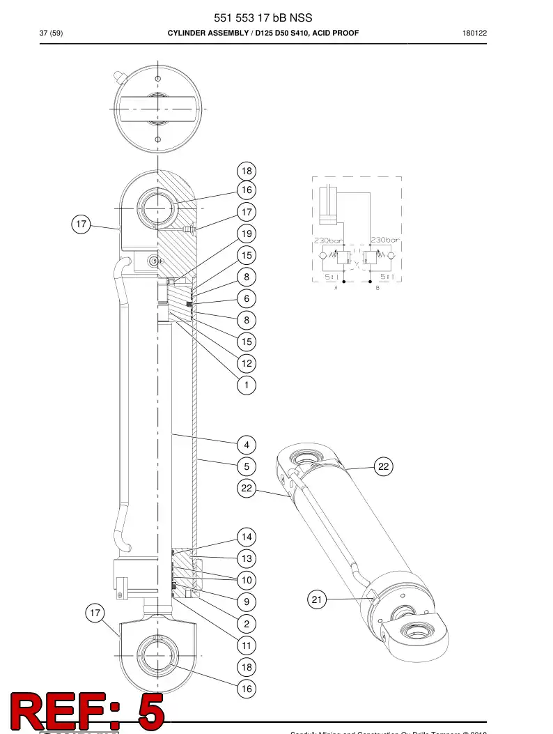 55155319a 551 553 19a Tube, Cylinder - Sandvik Technical Drawing