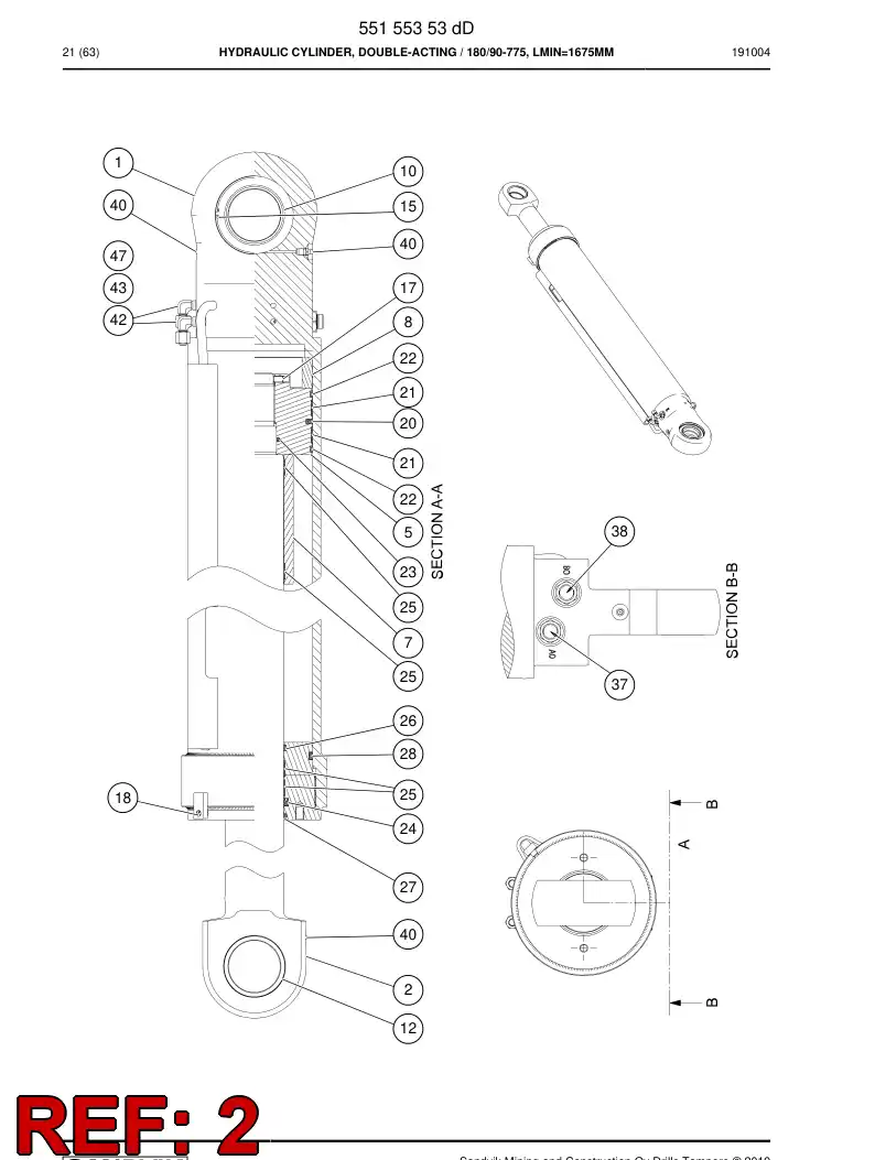 55155347a 551 553 47a PISTON Rod Welding - Sandvik Technical Drawing