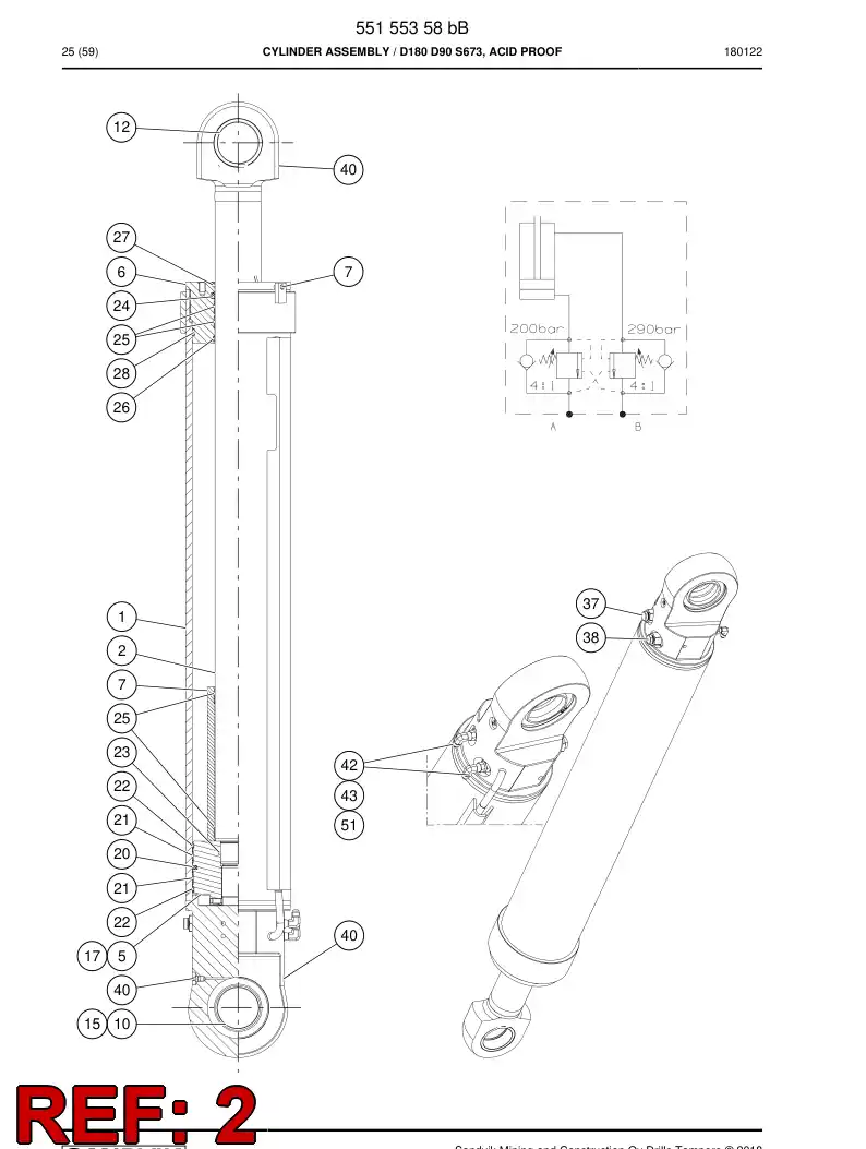 55155362a 551 553 62a Rod, Cylinder - Sandvik Technical Drawing