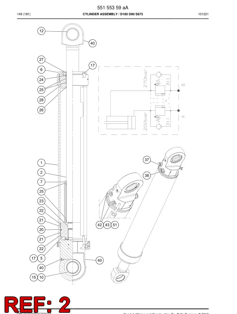 55155379 551 553 79 Cylinder rod - Sandvik Technical Drawing