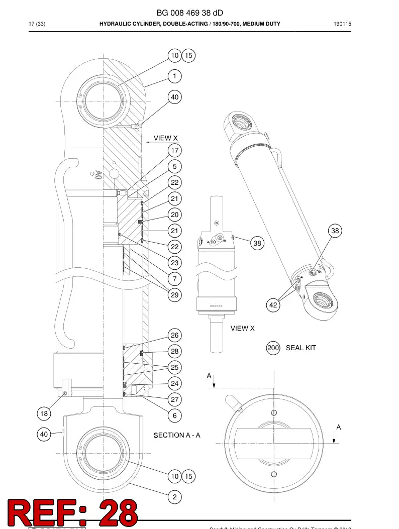 55155385 551 553 85 Seal - Sandvik Technical Drawing