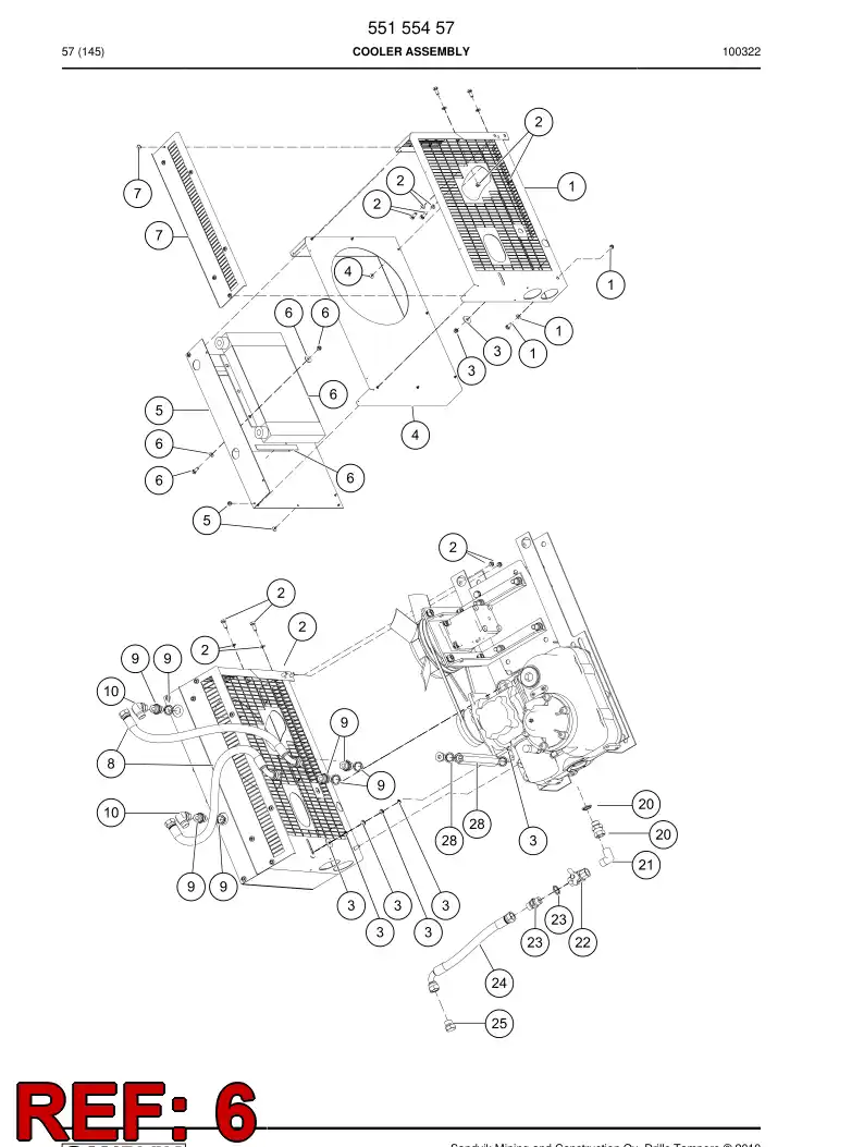 55155449a 551 554 49a Oil cooler - Sandvik Technical Drawing