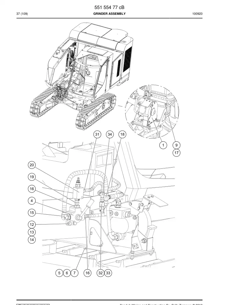 55155477c 551 554 77c GRINDER ASSEMBLY - Sandvik Technical Drawing