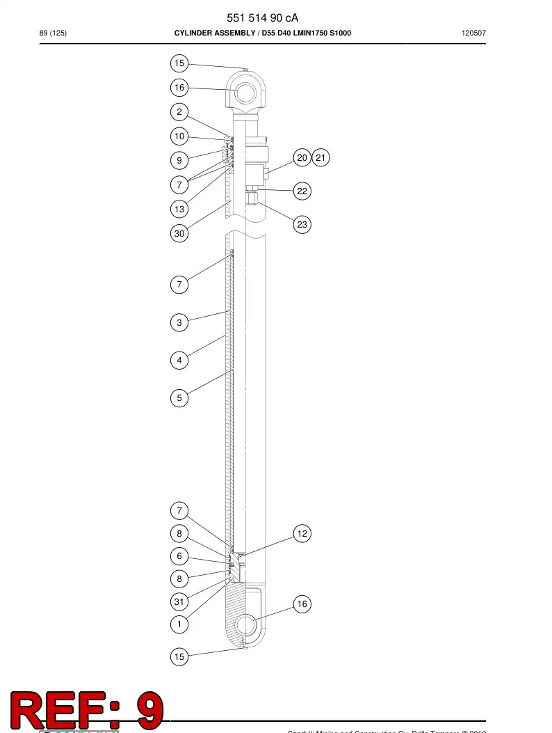 55155546 551 555 46 Seal, Rod - Sandvik Technical Drawing