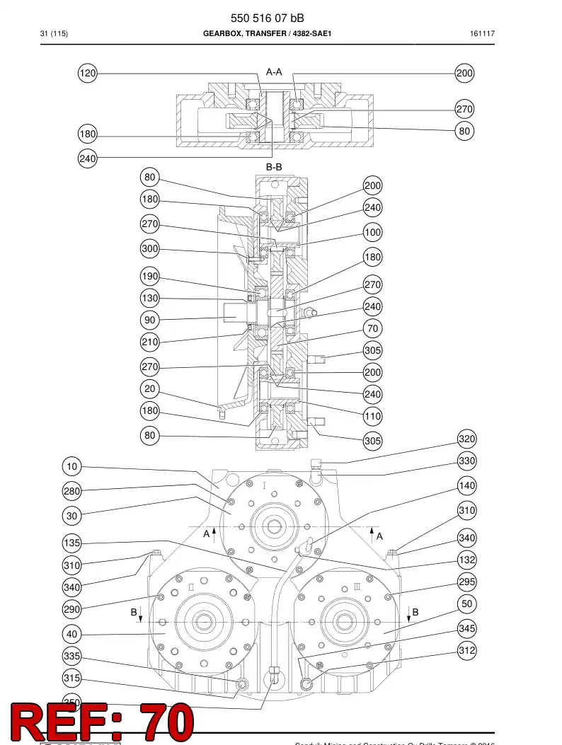 55155644 551 556 44 Gear wheel - Sandvik Technical Drawing