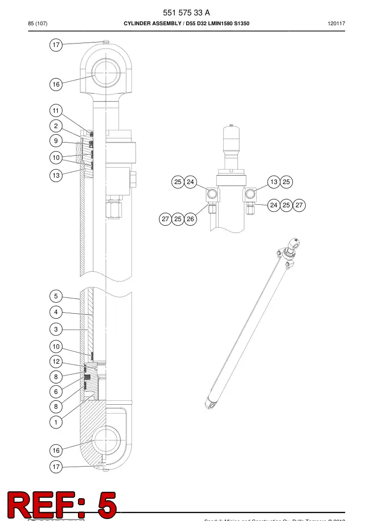 55155669 551 556 69 Cylinder tube - Sandvik Technical Drawing