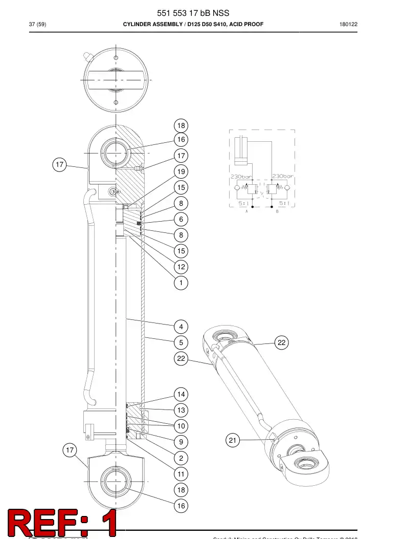 55155906b 551 559 06b PISTON - Sandvik Technical Drawing