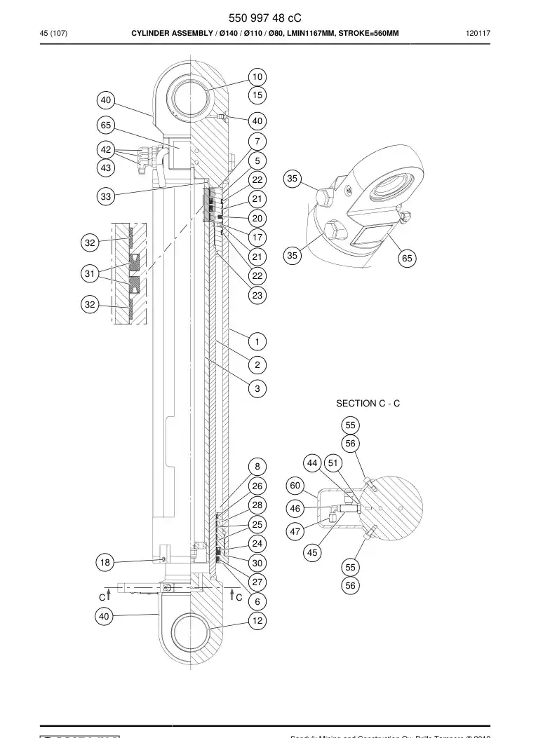 55155989a 551 559 89a SEAL KIT - Sandvik Technical Drawing