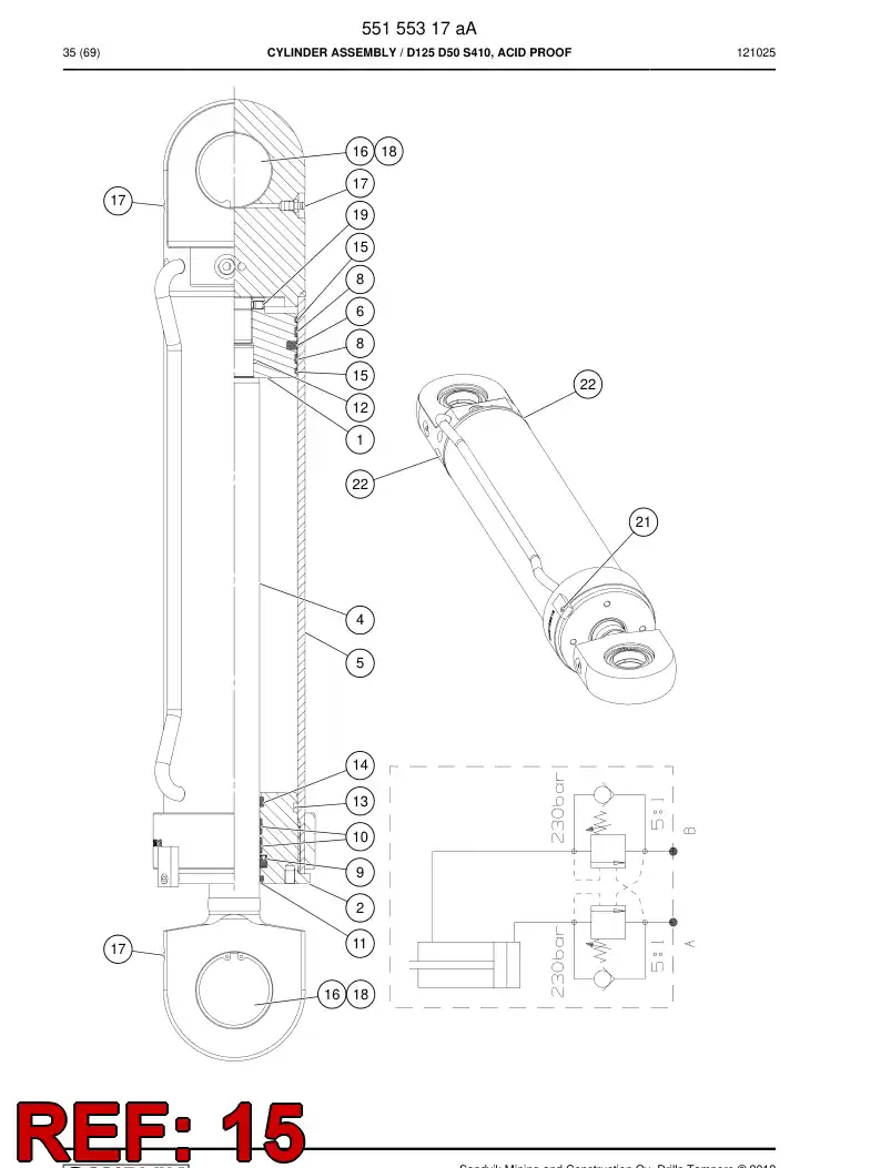 55155993 551 559 93 PISTON dirt ring - Sandvik Technical Drawing
