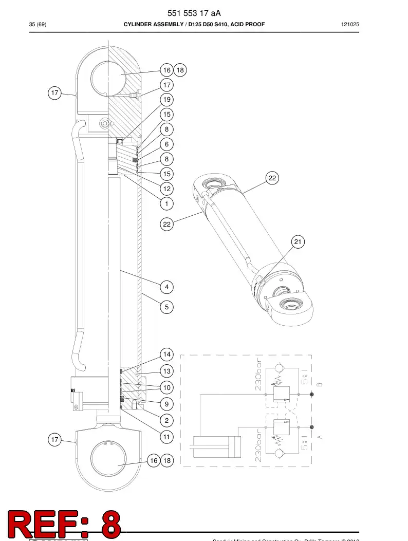 55155994 551 559 94 PISTON guide ring - Sandvik Technical Drawing