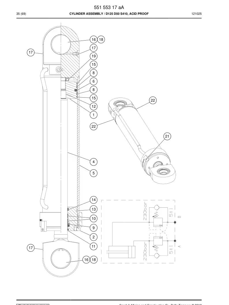 55156021 551 560 21 SEAL KIT - Sandvik Technical Drawing