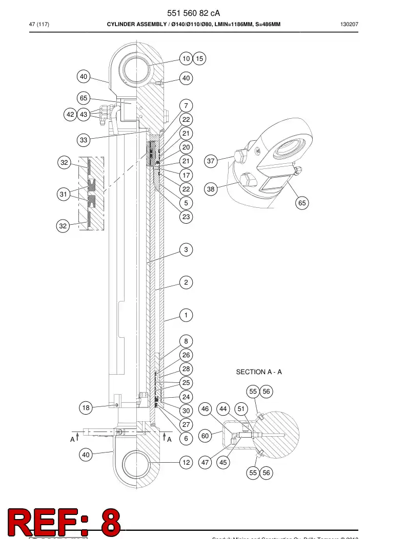 55156075e 551 560 75e Limit bushing - Sandvik Technical Drawing