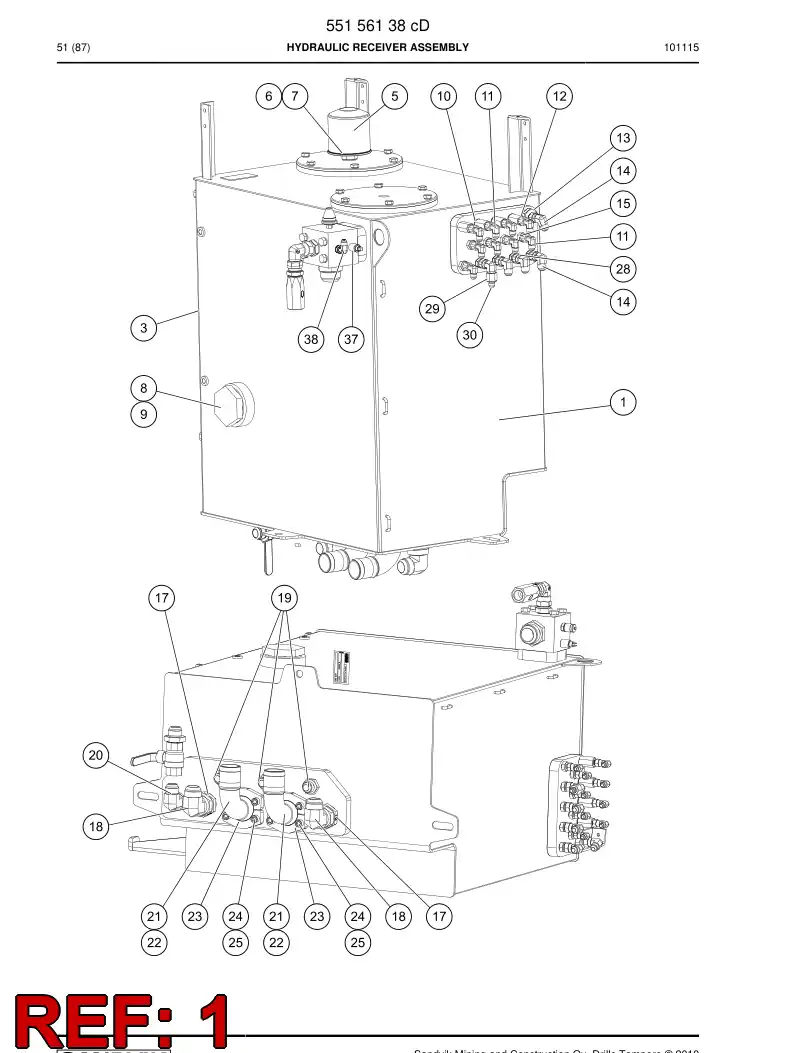 55156145 551 561 45 Hydraulic receiver welding - Sandvik Technical Drawing