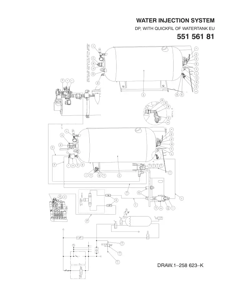 55156181aK 551 561 81aK WATER INJECTION SYSTEM - Sandvik Technical Drawing
