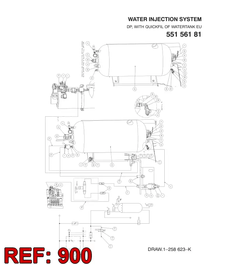55156255 551 562 55 WATER INJECTION SYSTEM - Sandvik Technical Drawing
