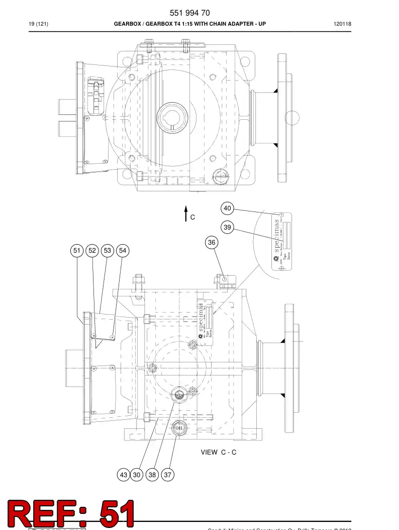 55156323 551 563 23 Plate, Gasket - Sandvik Technical Drawing